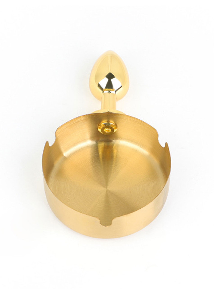 angled gold anal plug with ashtray tray and tapered tip