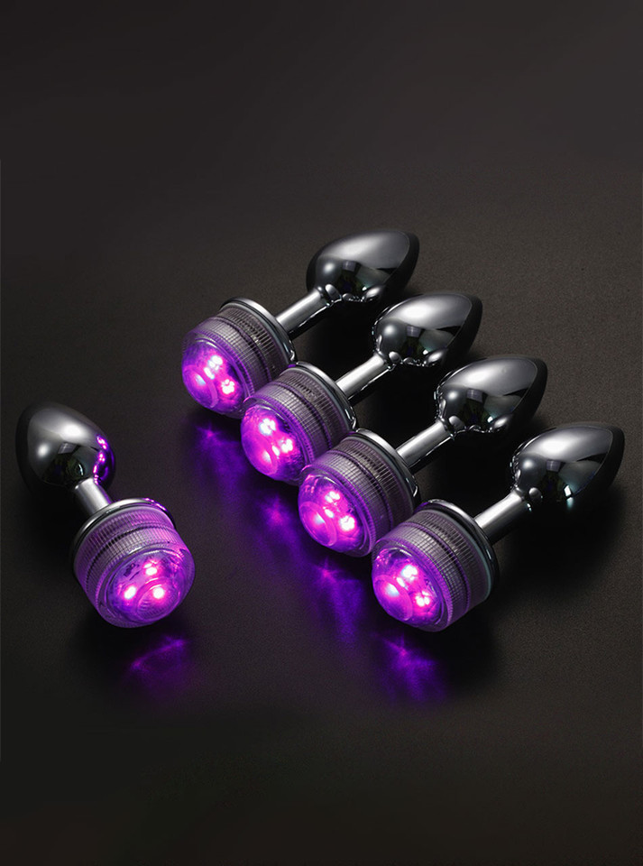 metal LED anal plug with remote control and size options S M L