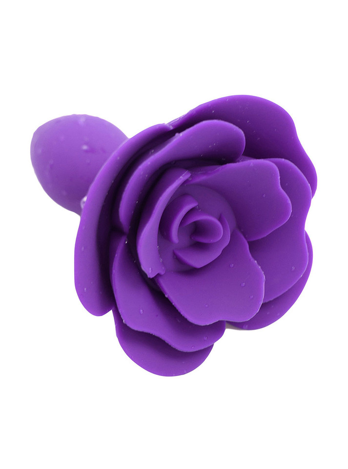 Top angle of layered purple rose anal plug