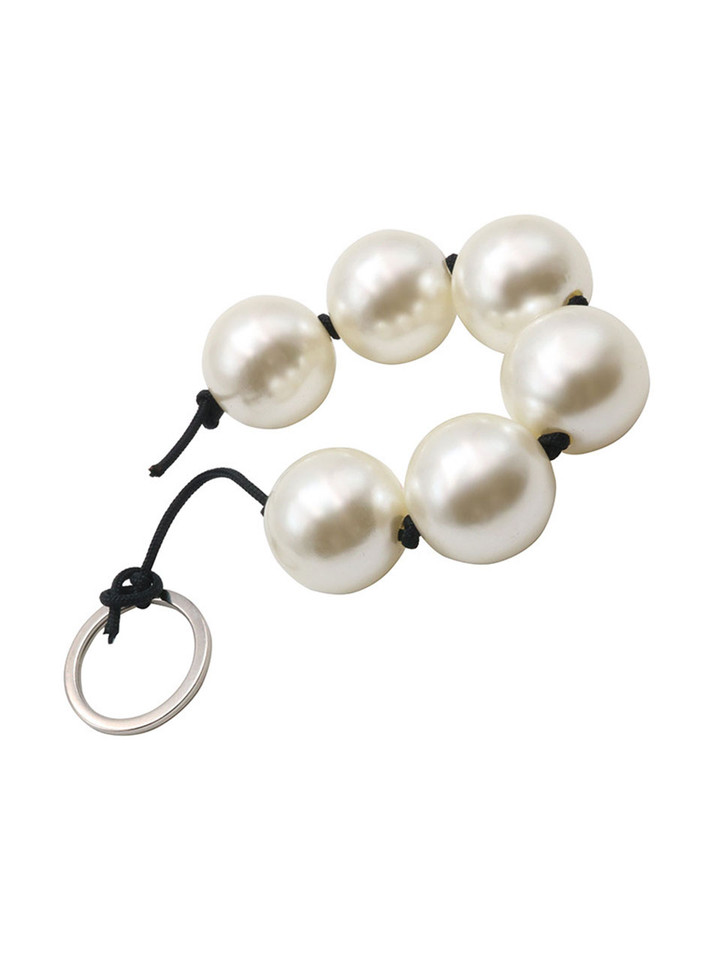 White pearl pussy beads with smooth round beads for internal play