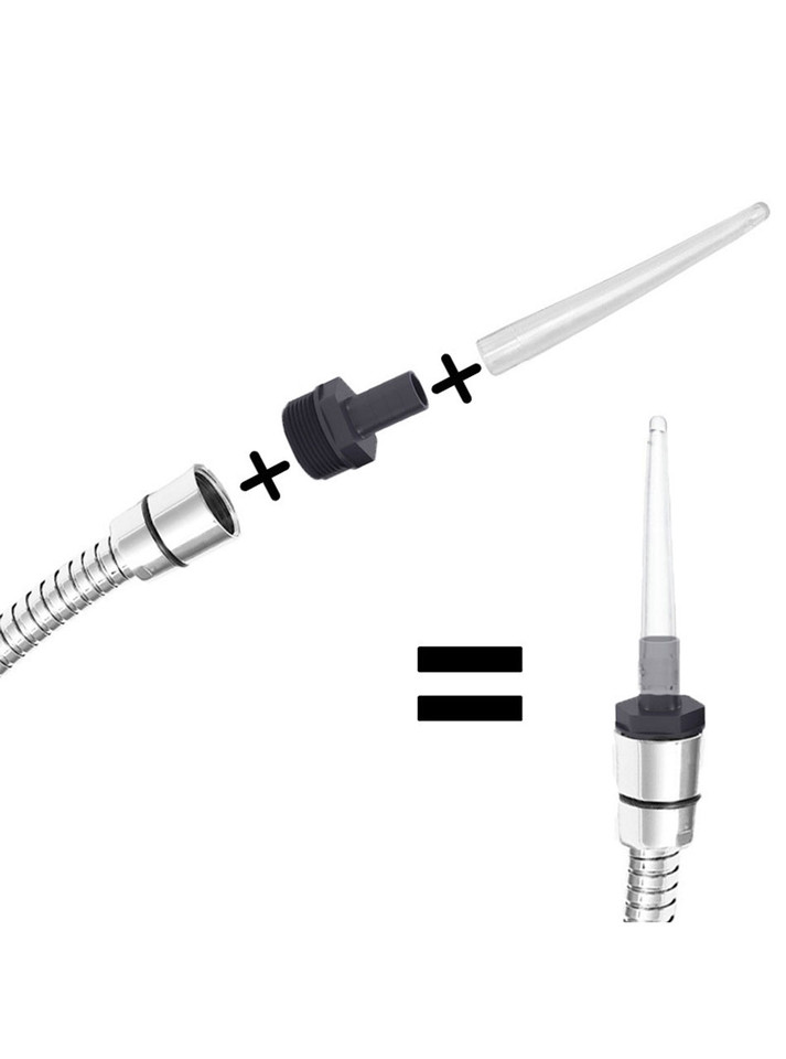 SwitchStream bottle and shower douche enema nozzle assembly with adaptor head and clear nozzle