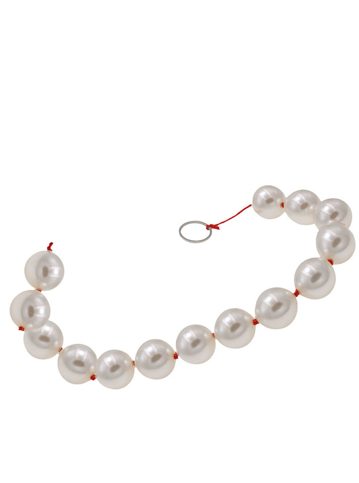 Pearl Pop 14 bead ABS anal beads with metal pull ring and red cord