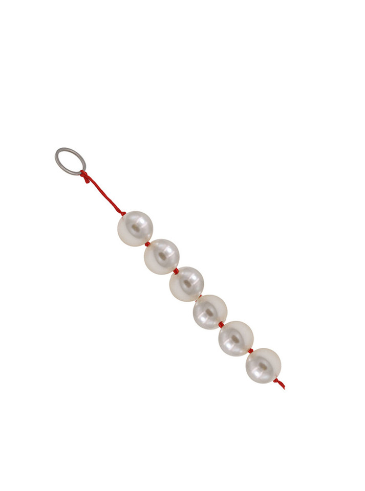Pearl Pop 6 bead ABS anal beads with pearl-style beads and pull ring