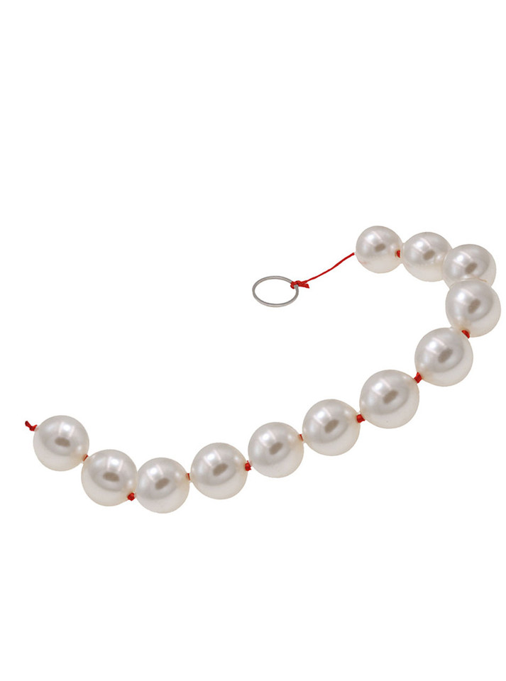 Pearl Pop 12 bead ABS anal beads with pearl-style beads and red cord