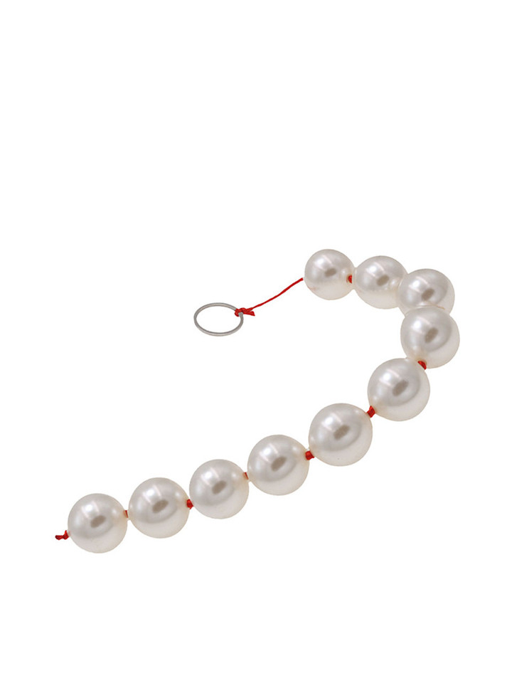 Pearl Pop 10 bead ABS anal beads with red cord and metal pull ring
