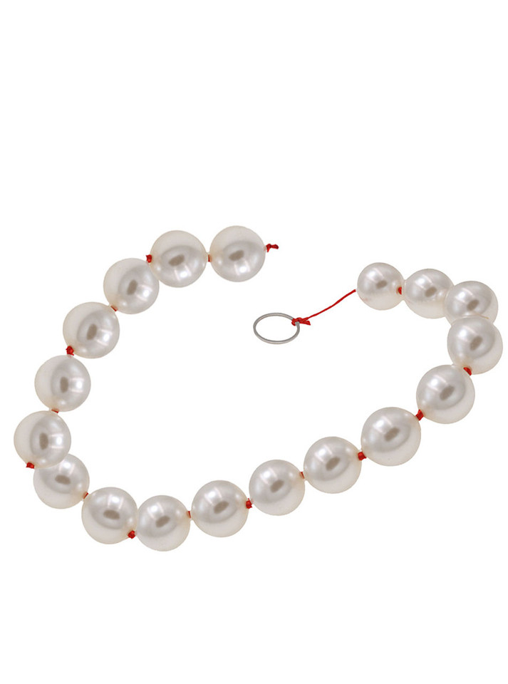 Pearl Pop 18 bead ABS anal beads with red cord and metal pull ring