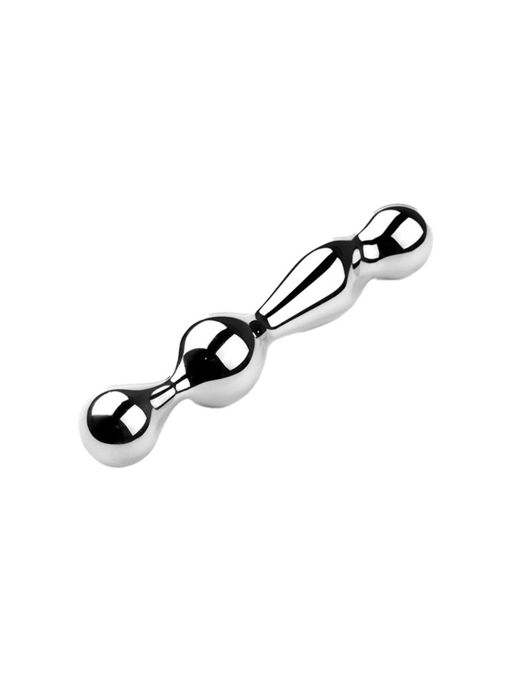 Weighted stainless steel multi-point vaginal stimulator with four rounded pressure zones