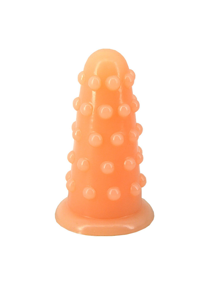 Nude XL nubbed PVC butt plug with graduated body and wide flared base