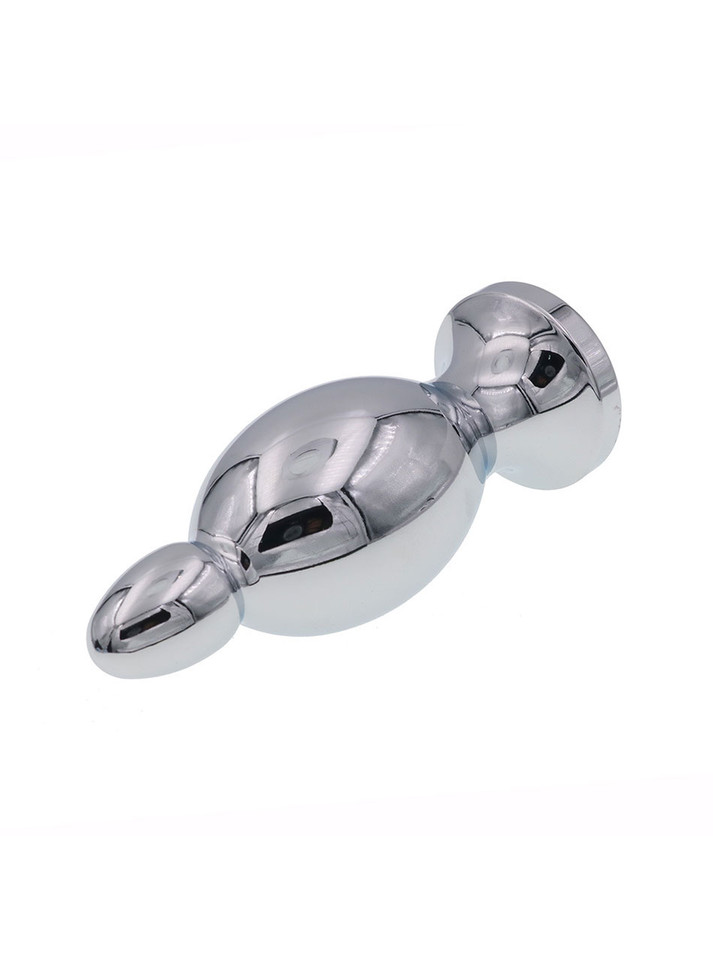 Silver stainless steel weighted butt plug with smooth bulb shape