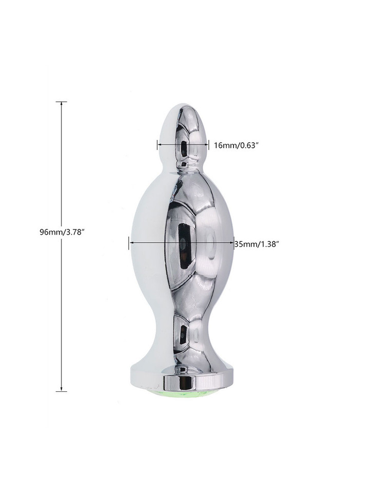 Silver stainless steel weighted butt plug with measurements