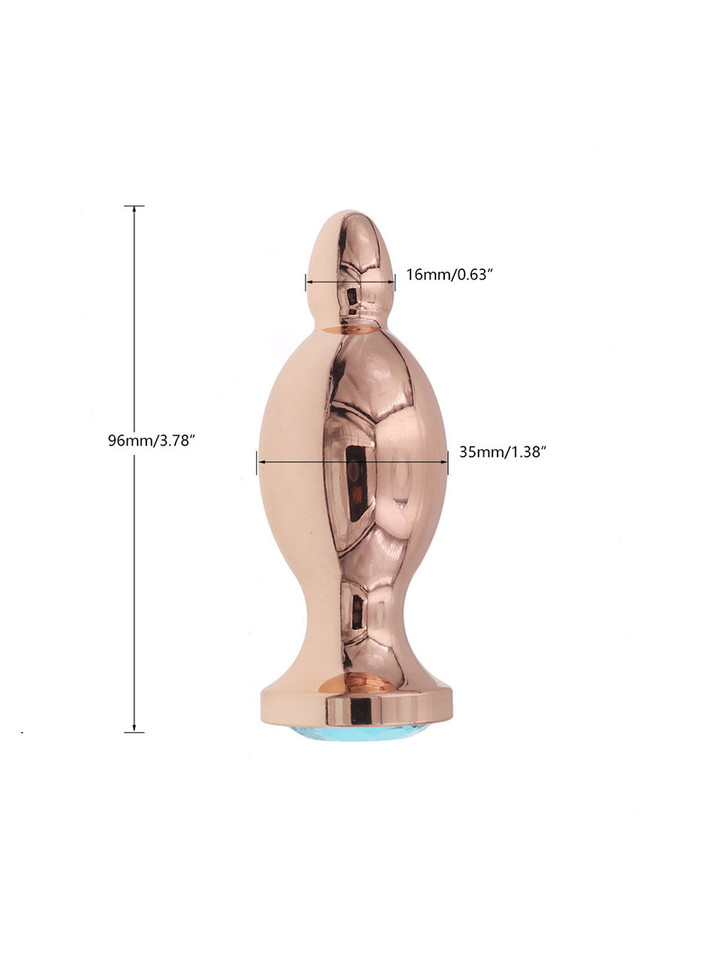 Rose Gold stainless steel weighted butt plug with measurements