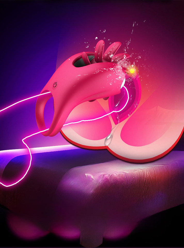 Pink vibrating cock ring graphic showing external clit stimulation during partner play.