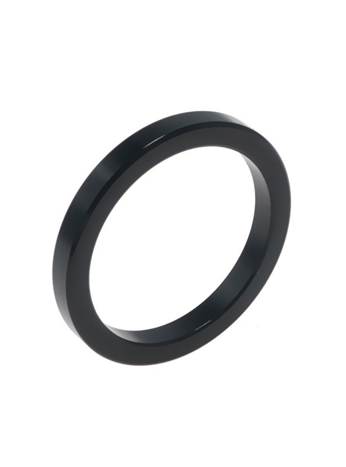 Black solid aluminium cock ring with smooth polished finish.