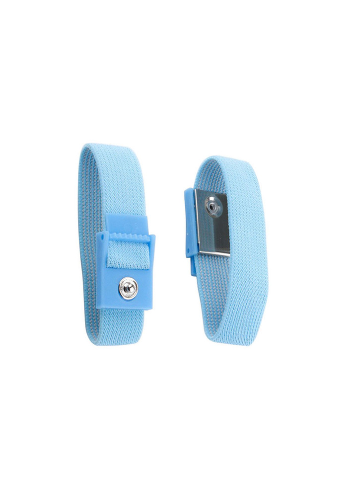 Blue conductive e-stim strap ring with adjustable buckle and snap connector