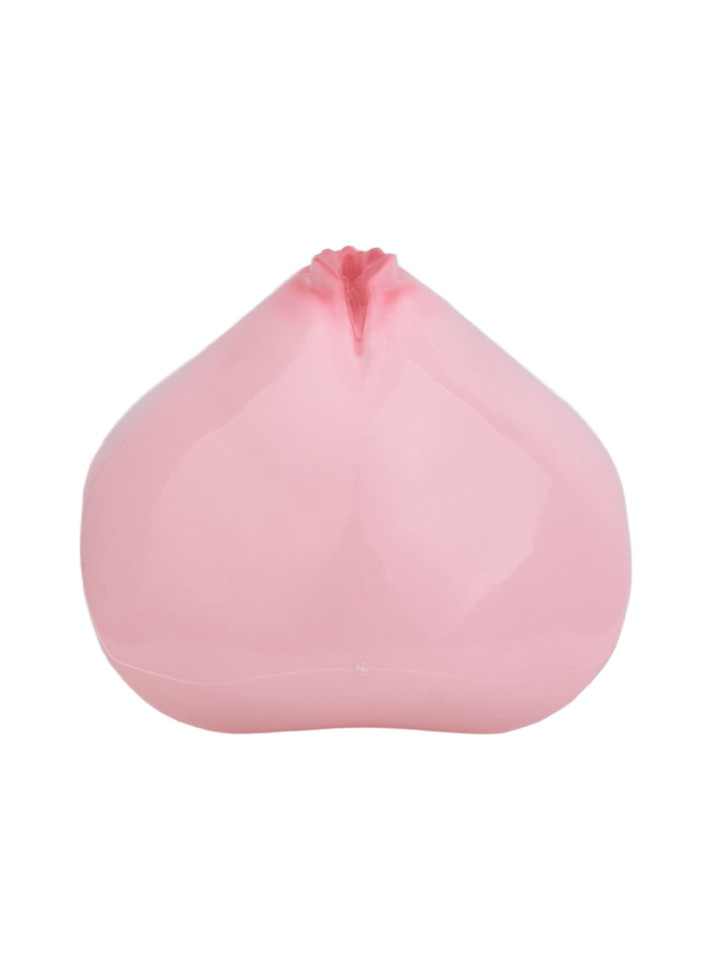 pink resin vagina chastity cage rear view showing smooth shell shape