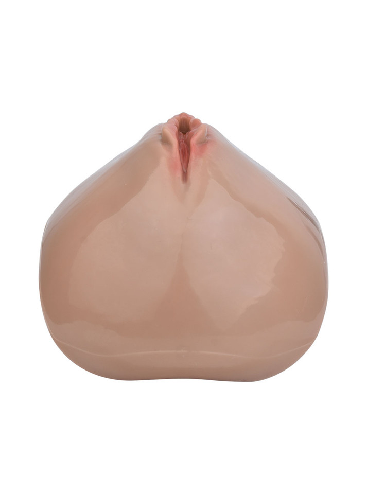 Deep Nude resin vagina chastity cage rear view showing smooth shell shape