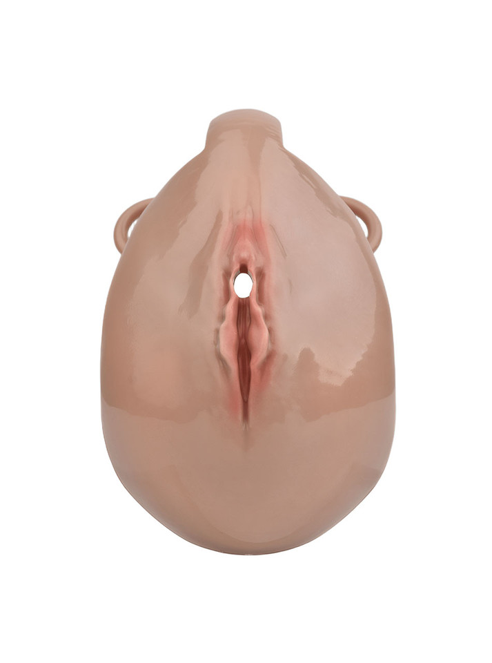 Deep Nude resin vagina chastity cage front view with realistic sculpted detail
