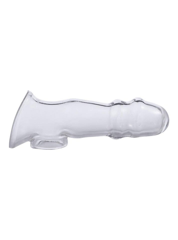 Crystal Clear bubble textured hollow penis sleeve shown from the side