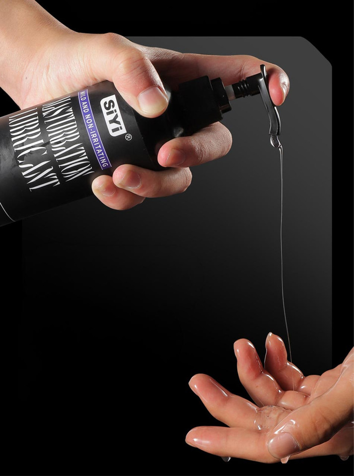 Silicone-based masturbation lubricant dispensed from pump bottle