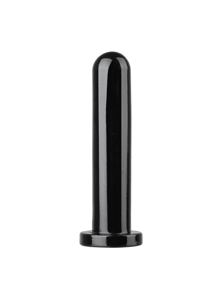 Black Flexible Straight Dildo with smooth shaft and rounded tip