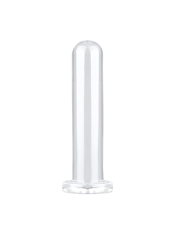 Clear Flexible Straight Dildo with smooth shaft and flared base