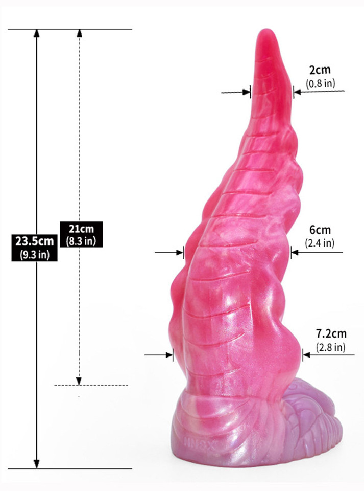 Large Fantasy Octopus Tentacle Dildo measuring 23.5 cm (9.3 in) overall, 21 cm (8.3 in) insertable and up to 7.2 cm (2.8 in) wide