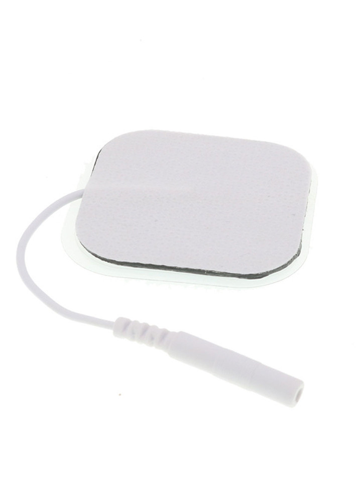 Reusable square E-Stim conductive pad with attached pin-style connection socket