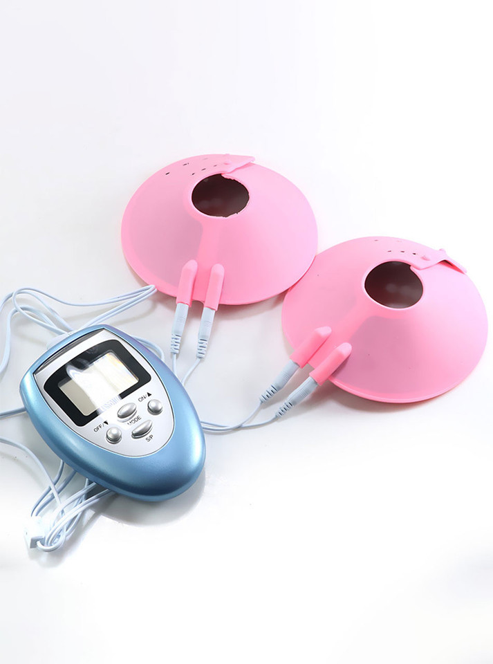 Electric Kiss E-Stim breast and nipple pad set with two silicone pads, controller and connection leads