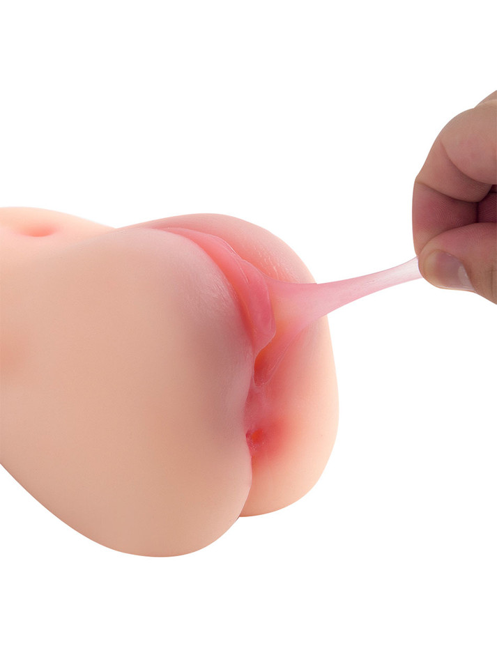 Soft TPE opening stretched on Cherry realistic pocket pussy