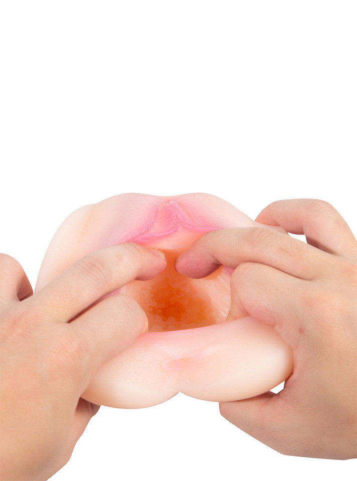 Close-up internal texture view of Angel light skin TPE pocket pussy
