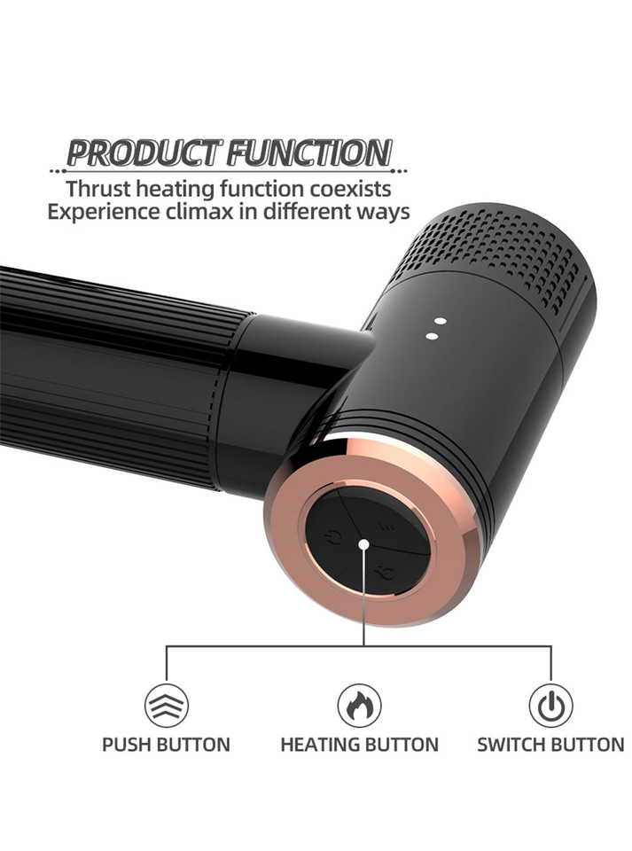 Black automatic thrusting dildo control panel with thrusting, heating and power buttons