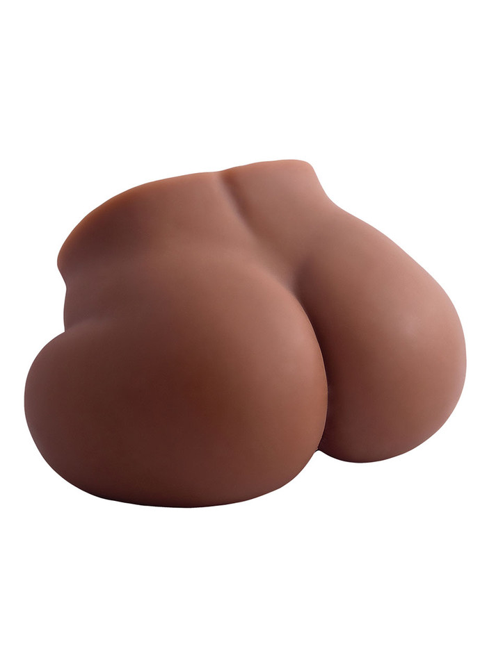 Rear view of Nadia dark skin tone masturbator showing her rounded buttocks and defined lower waist