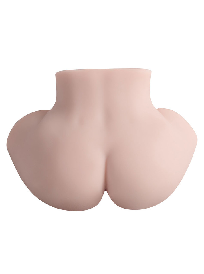 Rear view of Bella light skin tone masturbator showing her defined waist and full rounded ass