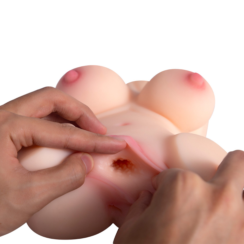 Close-up of the raised gripping texture inside Valentina’s pussy with her anal entrance visible below