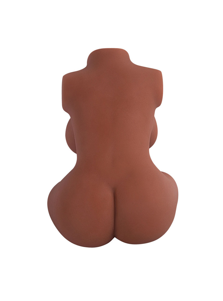 Rear view of Nia tan full torso masturbator showing her slim waist and rounded buttocks