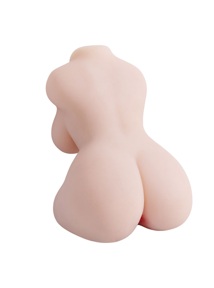 Angled rear view of Brielle full torso masturbator showing her curved waist and rounded buttocks
