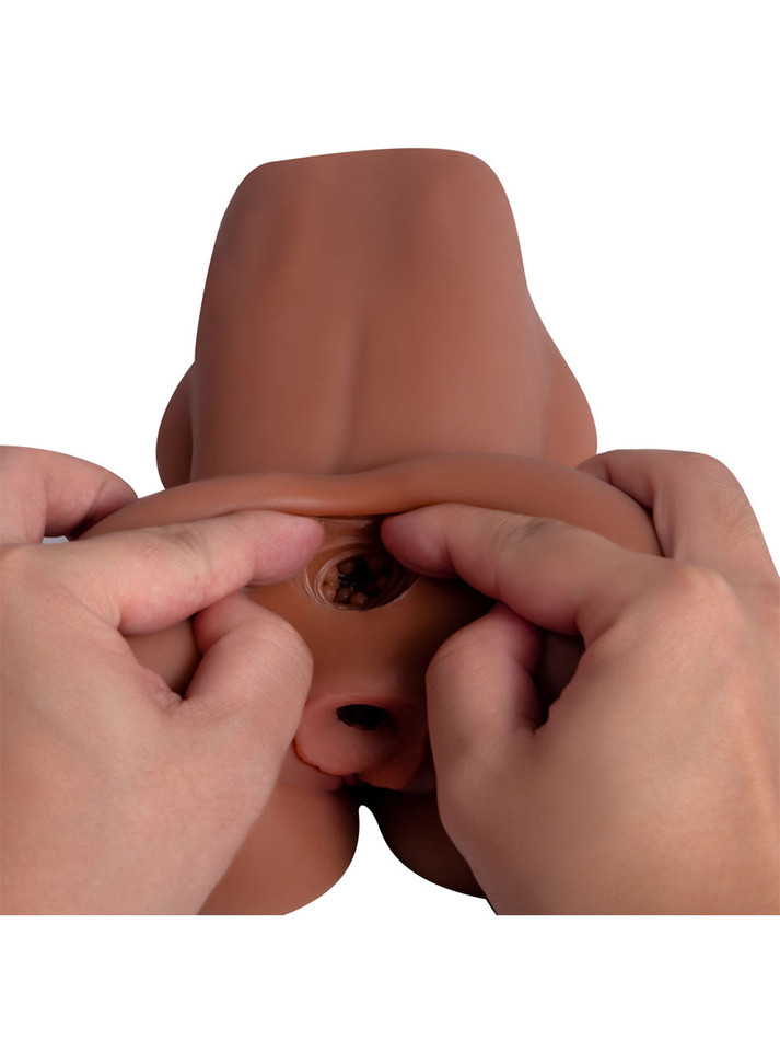 Close-up of Mila's rounded internal grips with both vaginal and anal openings visible
