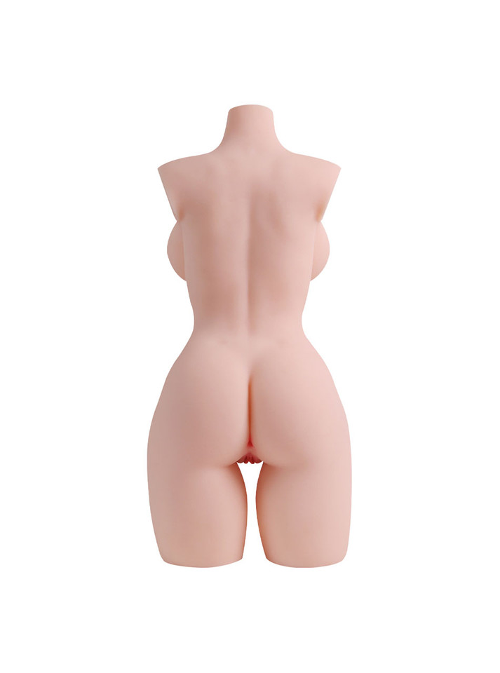 Rear view of Selena torso sex doll showing rounded ass and thick thighs