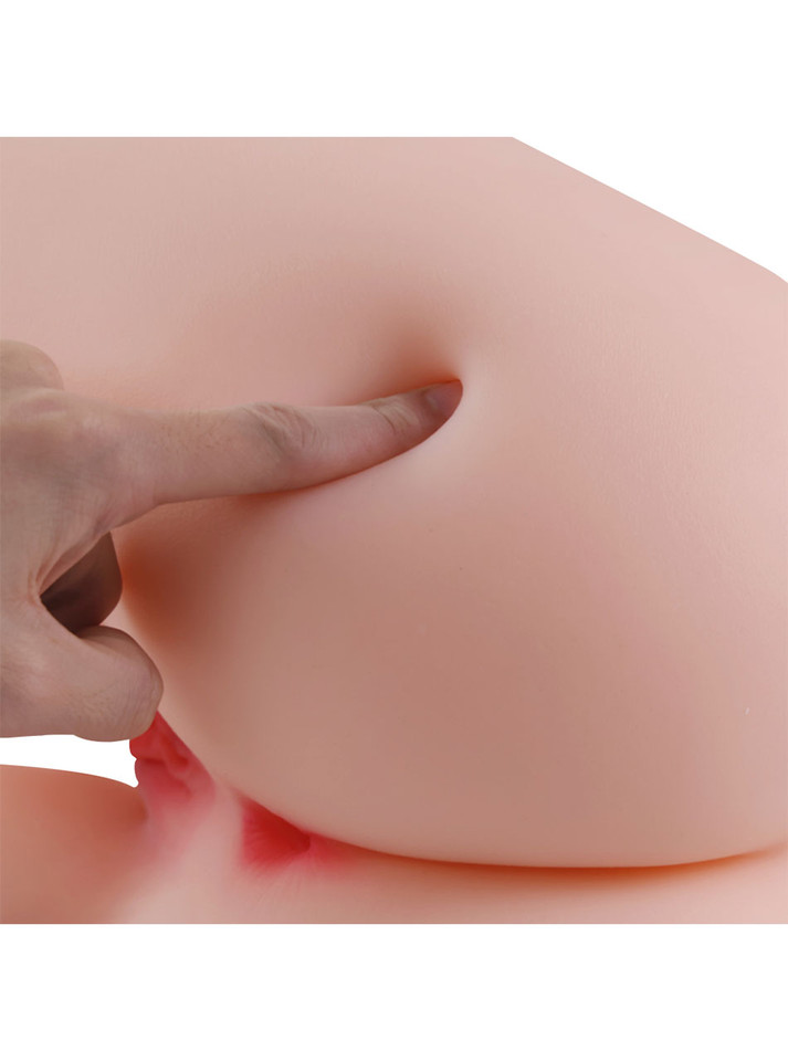 Selena soft TPE ass being pressed by hand