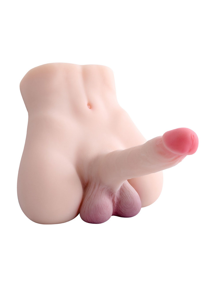 Light skin tone male lower torso sex doll with 17 cm (6.7 in) cock and large balls