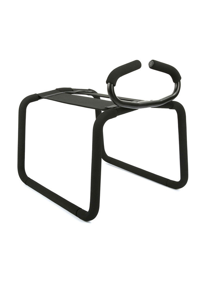 Black Rider sex chair with padded handle and elastic support seat