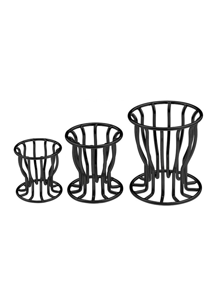 Black stainless steel hollow anal gaping cages in Small, Medium and Large sizes