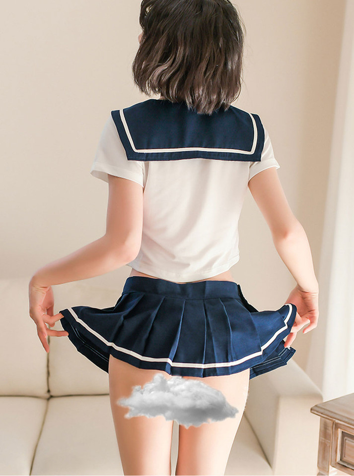 Roleplay outfit featuring a midriff-baring sailor top with a large bow, blending classic and modern styles.