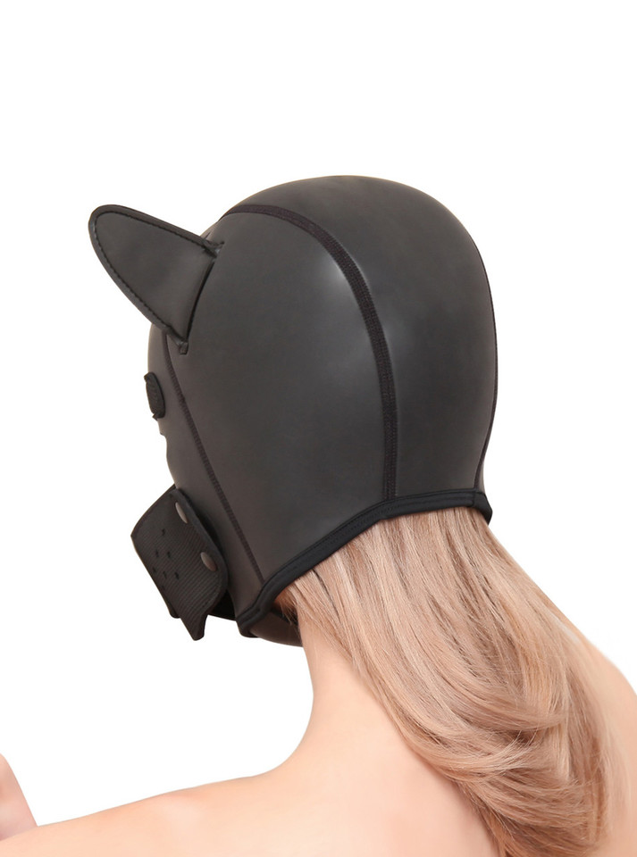 Black Neoprene Pup Hood with Padded Ears