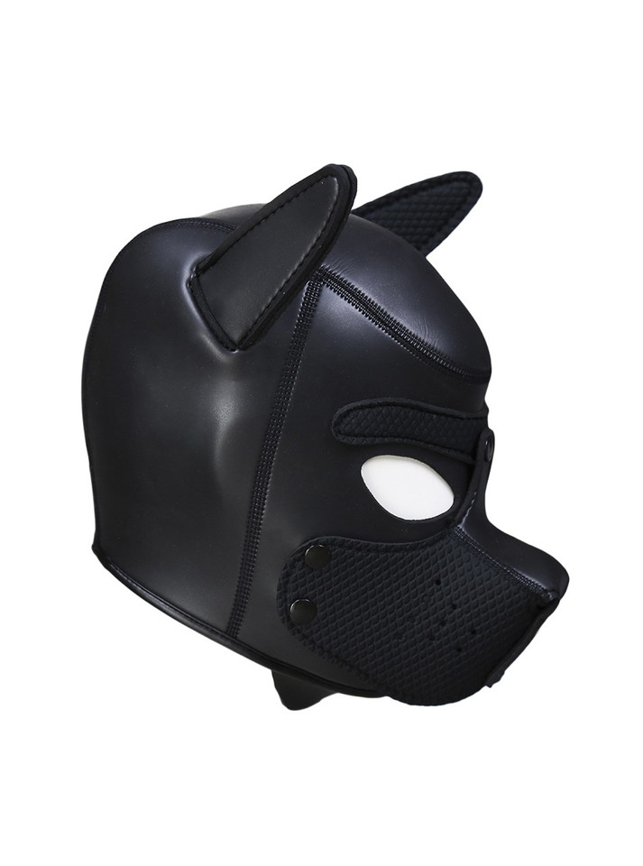 Black Neoprene Pup Hood with Padded Ears