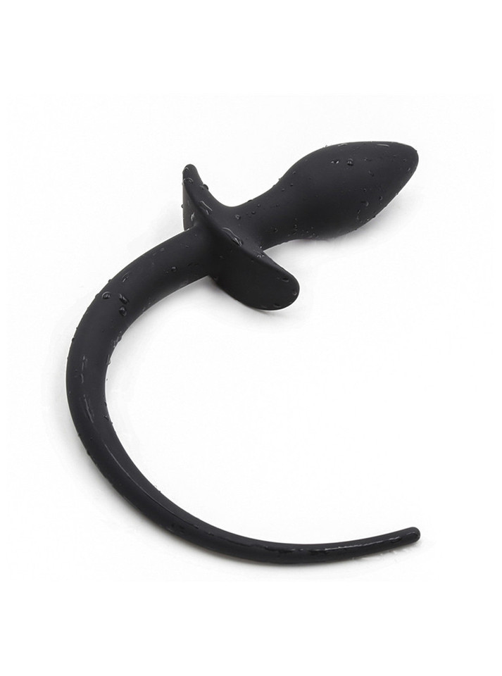 All-black puppy tail plug showcasing sleek design and playful tail wag.