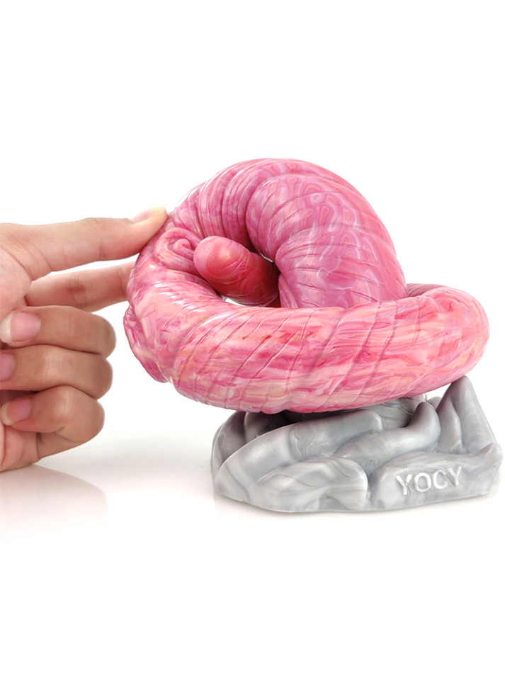 Close-up view of the unicorn spiral dildo's texture and contour for sensory delight"