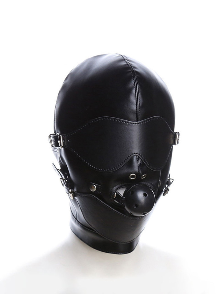 Front view of 'Shadowbound Sentinel' sensory hood showcasing breathability and secure locking.