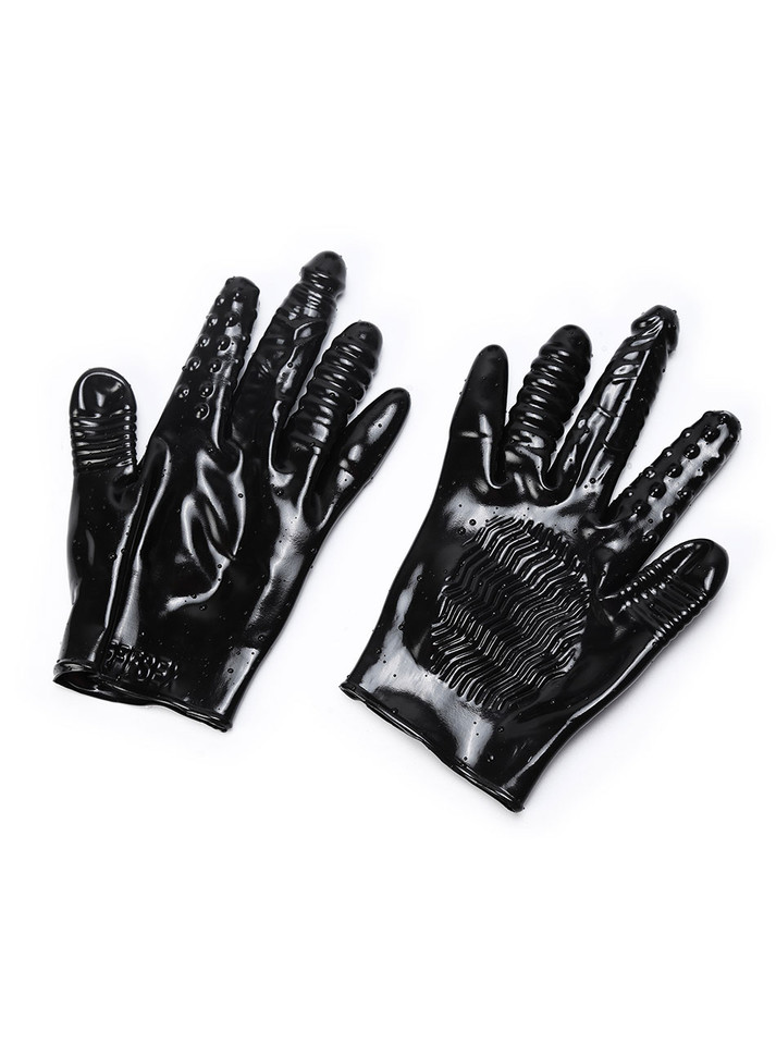 Fingering Pleasure Gloves' silhouette showing flexible fit design, suitable for any hand size and offering a personalized experience.