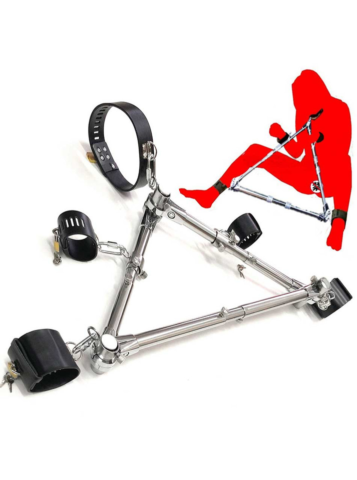 The Lollipop Adjustable Triple Spreader Bar with Collar, Wrist & Ankle Cuffs